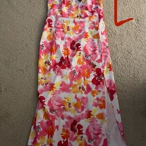 Floral Maxi Dress in Pink and Yellow